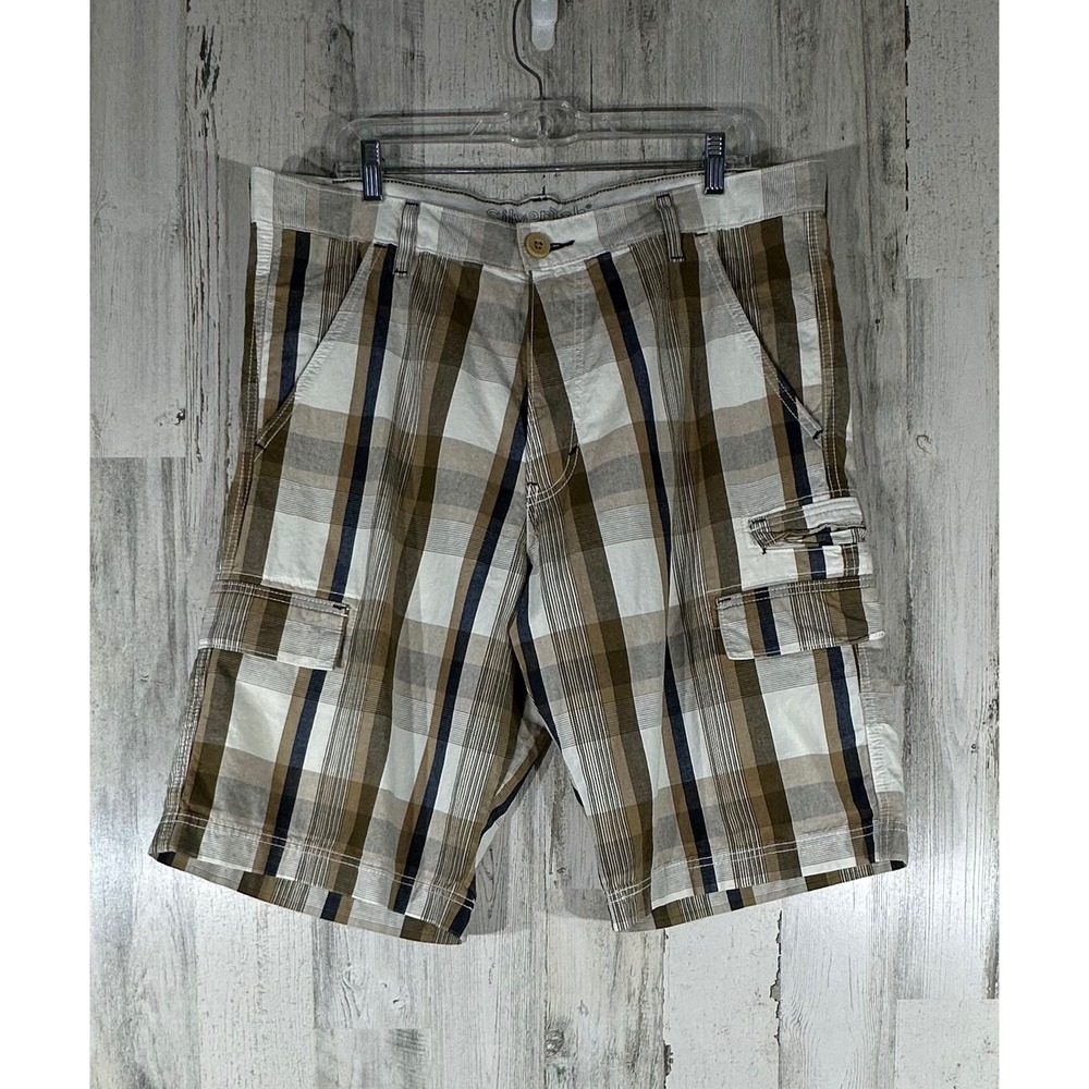 Levis SilverTab Relaxed Straight Fit Cargo Shorts Size 36x12 Brown Plaid NOS NWT